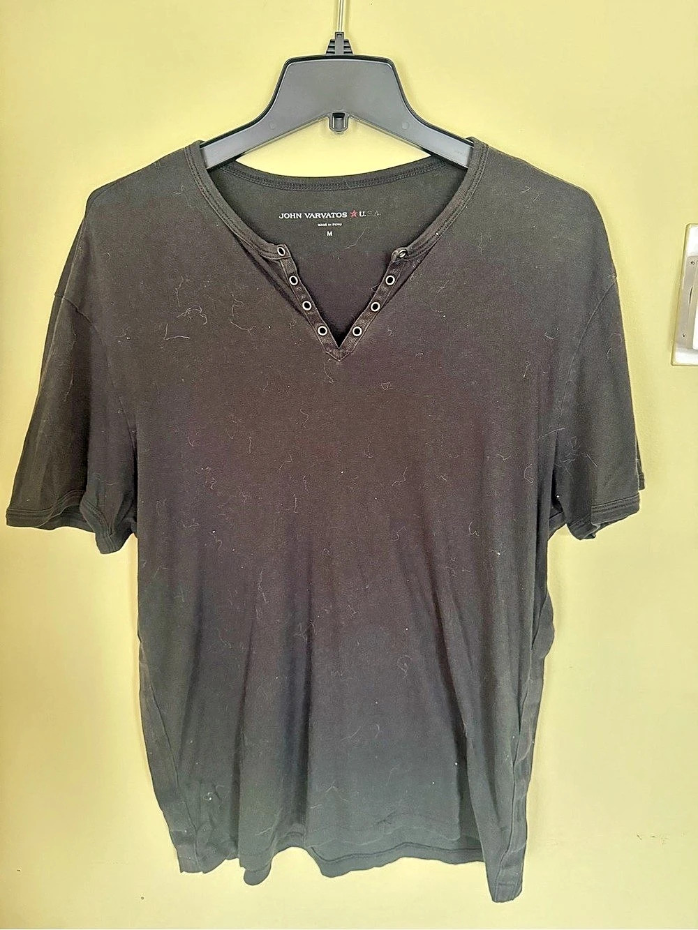 John Varvatos U-Neck Henley Black Size Medium